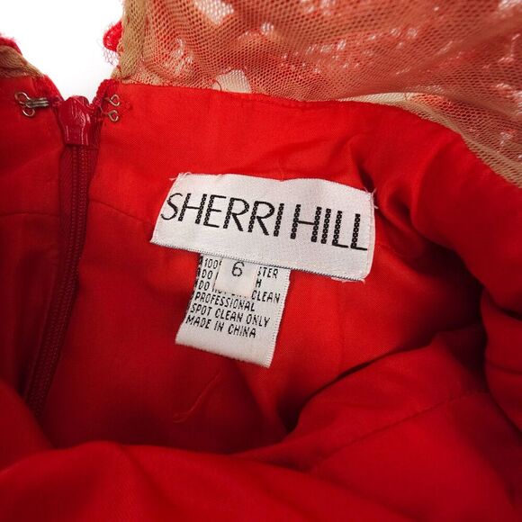 Sherri Hill 32033 Illusion Mesh Rhinestone Embellished Mermaid Prom Gown Red 6 - Picture 2 of 10